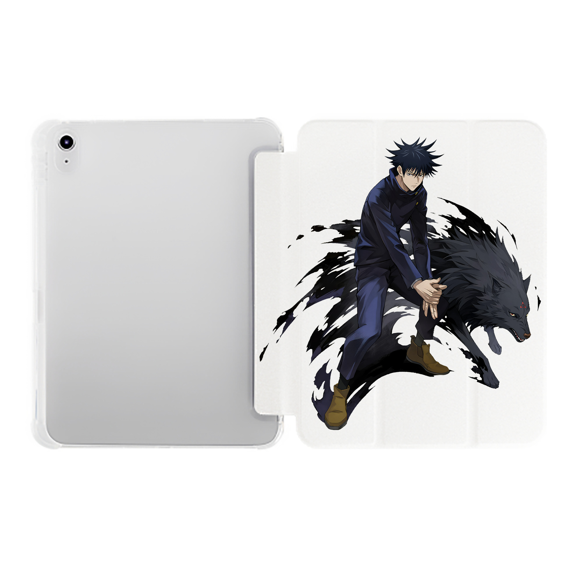 （画像用） 呪術廻戦 Jujutsu Kaisen IPad ケース ペン収納付き 三つ折りスタンド PUレザー×シリコン 対応機種9.5/10.5/10.9インチ